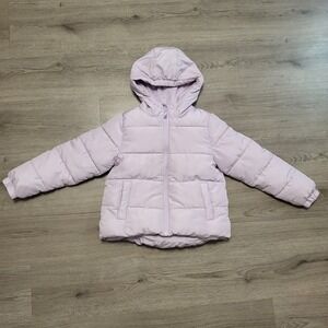 Kids Swiss Tech Puffer Jacket Light Lavender Hooded Zip Up Girls sz‎ M 7-8 Years